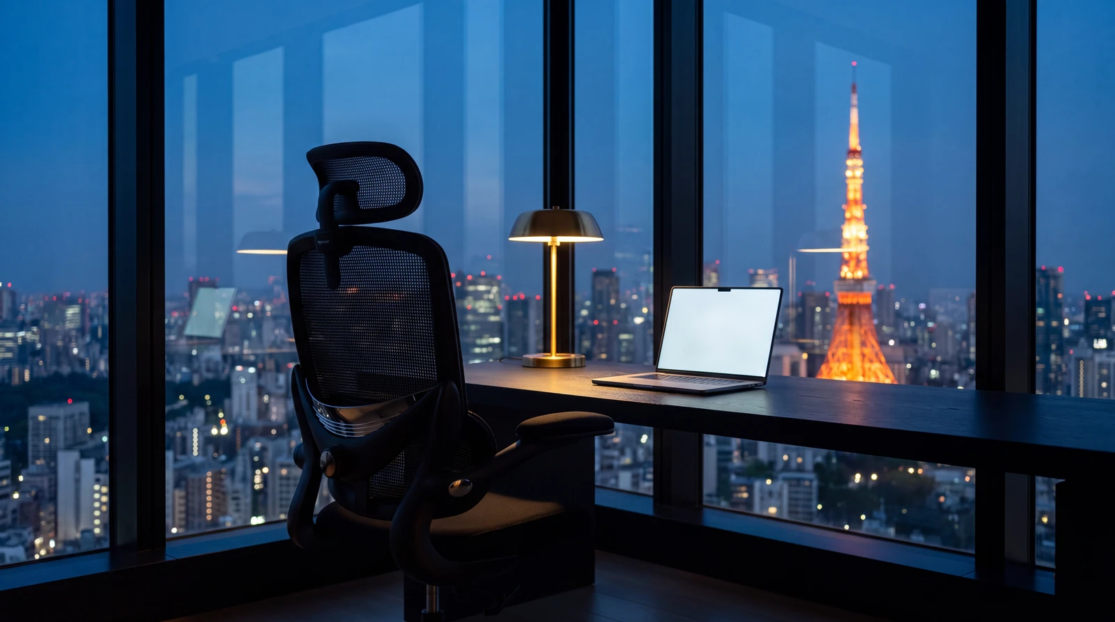 Aurèle One dans un penthouse à Tokyo à l'heure bleue
